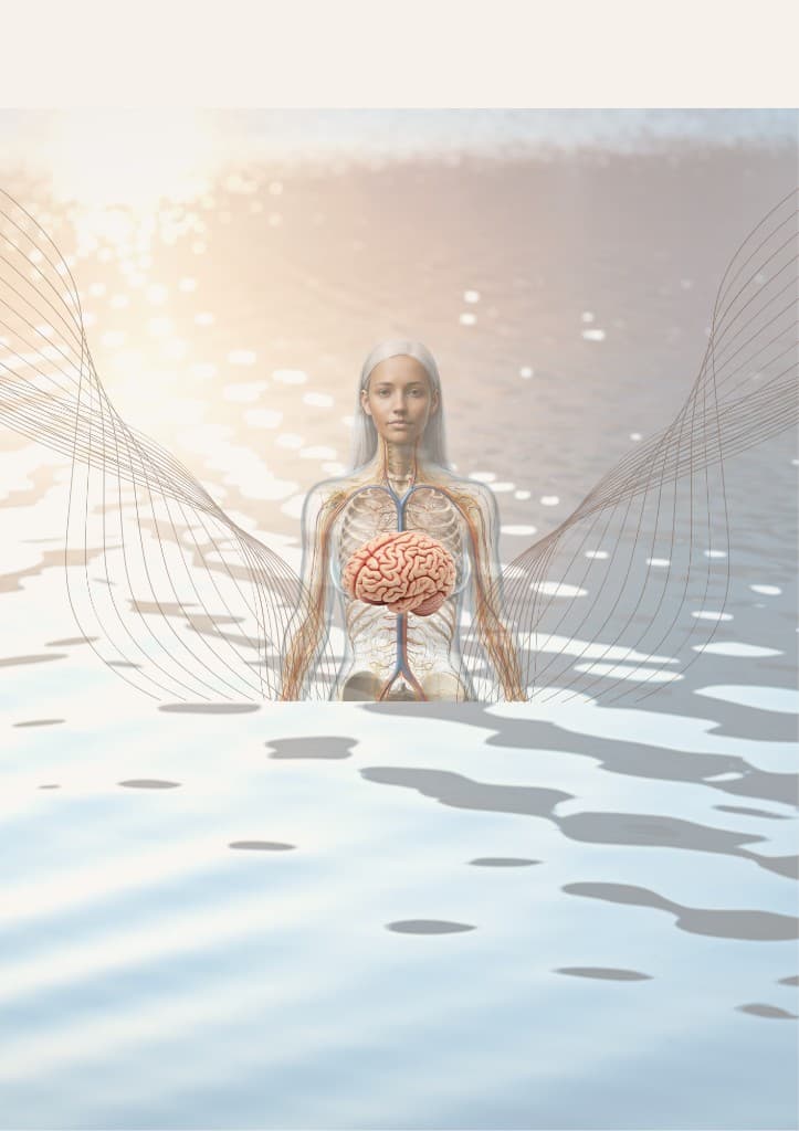 Ethereal winged woman representing neurobiological transformation and somatic healing